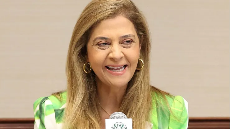 Leila Pereira durante entrevista coletiva no Mundial de Clubes. Foto: Cesar Greco/SEP