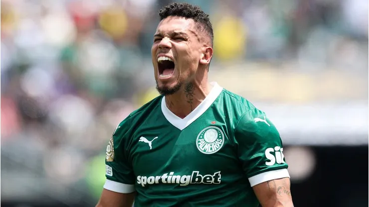 Paulinho comemora seu gol contra o Botafogo. Foto: Cesar Greco/Palmeiras