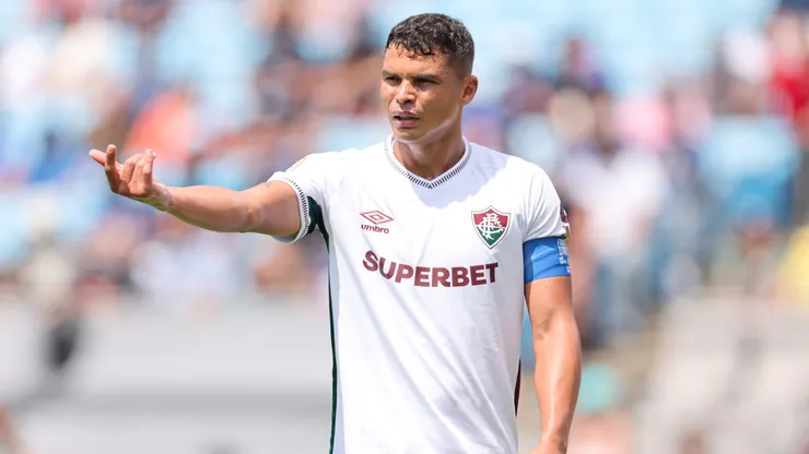 CHARLOTTE, NORTH CAROLINA - JUNE 30: Thiago Silva #3 of Fluminense FC reacts during the FIFA Club World Cup 2025 round of 16 match between FC Internazionale Milano and Fluminense FC at Bank of America Stadium on June 30, 2025 in Charlotte, North Carolina. (Photo by Michael Reaves/Getty Images)