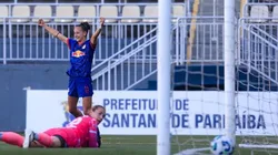 Paulina Gramaglia, do Bragantino, comemora gol contra o 3B da Amazônia. Foto: Fernando Roberto/Red Bull Bragantino