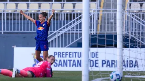 Paulina Gramaglia, do Bragantino, comemora gol contra o 3B da Amazônia. Foto: Fernando Roberto/Red Bull Bragantino