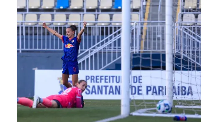 Paulina Gramaglia, do Bragantino, comemora gol contra o 3B da Amazônia. Foto: Fernando Roberto/Red Bull Bragantino