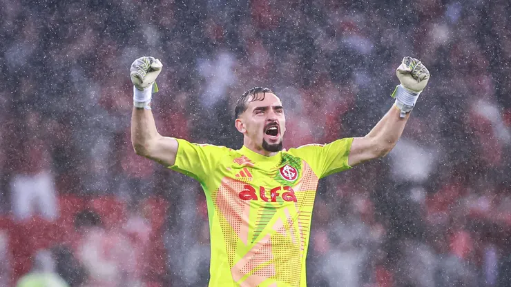 Anthoni jogador do Internacional comemora gol durante partida contra o Bahia no estadio Beira-Rio pelo campeonato Copa Libertadores 2025. Foto: Maxi Franzoi/AGIF