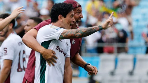 German Cano comemora gol marcado diante da Inter de Milão. Foto: Associated Press / Alamy Stock Photo