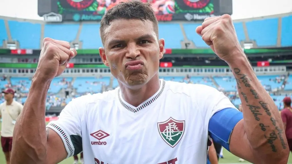 Thiago Silva comemorando pelo Fluminense no Mundial de Clubes – Foto: Marcelo Gonçalves/Fluminense
