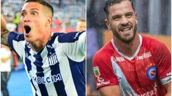 Juan Portilla, do Talleres, e Tomás Molina, do Argentinos Juniors (foto: Daniel Duarte / AFP)