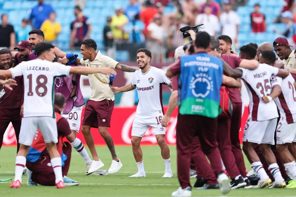 Jogadores do Flu comemorando a vaga nas quartas. Foto: Michael Reaves/Getty Images