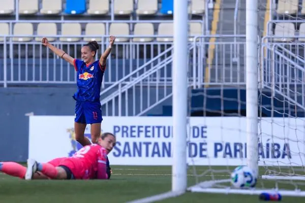 Paulina Gramaglia, do Bragantino, comemora gol. Foto: Fernando Roberto/Red Bull Bragantino