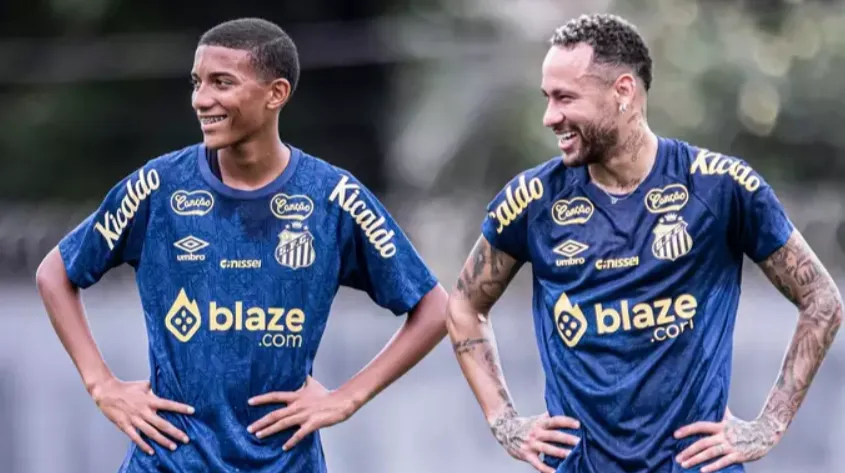 Neymar em treino no Santos