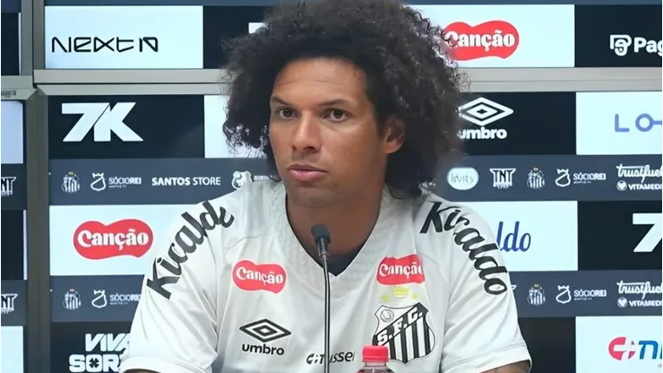 Willian Arão apresentado pelo Peixe. Foto: Reprodução Santos TV