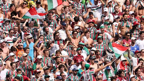 CHARLOTTE, NORTH CAROLINA - JUNE 30: Fluminense FC fans cheer during the FIFA Club World Cup 2025 round of 16 match between FC Internazionale Milano and Fluminense FC at Bank of America Stadium on June 30, 2025 in Charlotte, North Carolina. (Photo by Michael Reaves/Getty Images)