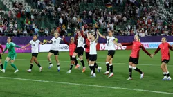 ST GALLEN, SWITZERLAND - JULY 04: Players of Germany celebrate victory after the UEFA Women's EURO 2025 Group C match between Germany and Poland at Arena St. Gallen on July 04, 2025 in St Gallen, Switzerland. (Photo by Alexander Hassenstein/Getty Images)