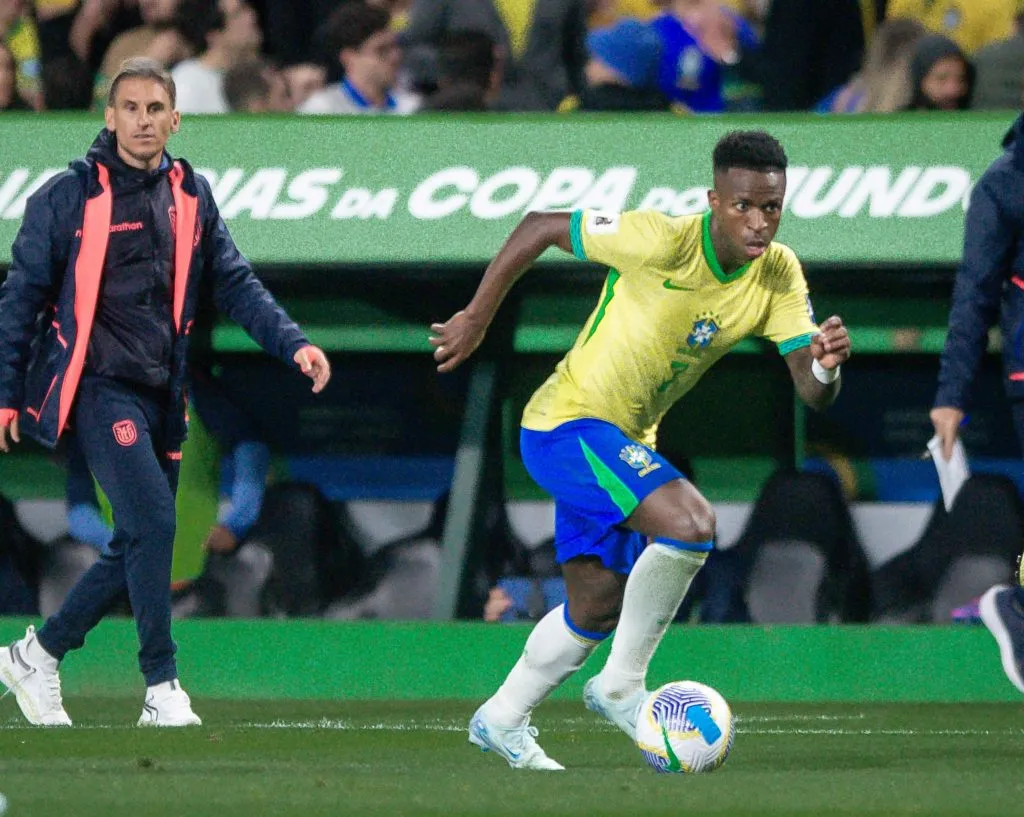 PR – CURITIBA – 06/09/2024 – ELIMINATORIAS COPA DO MUNDO 2026, BRASIL X EQUADOR – Vinicius Jr. jogador do Brasil durante partida contra o Equador no estadio Couto Pereira pelo campeonato Eliminatorias Copa Do Mundo 2026. Foto: Jhony Pinho/AGIF