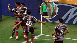 Torcedores do Al Nassr, rivais do Al-Hilal, vibraram com a classificação do Fluminense no Mundial. FotoxFoto: Fluminense (Getty Images); Comemoração: (Reprodução).