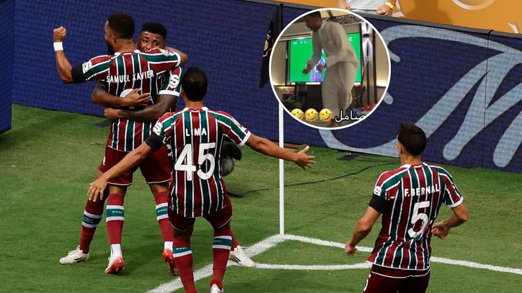 Torcedores do Al Nassr, rivais do Al-Hilal, vibraram com a classificação do Fluminense no Mundial. FotoxFoto: Fluminense (Getty Images); Comemoração: (Reprodução).