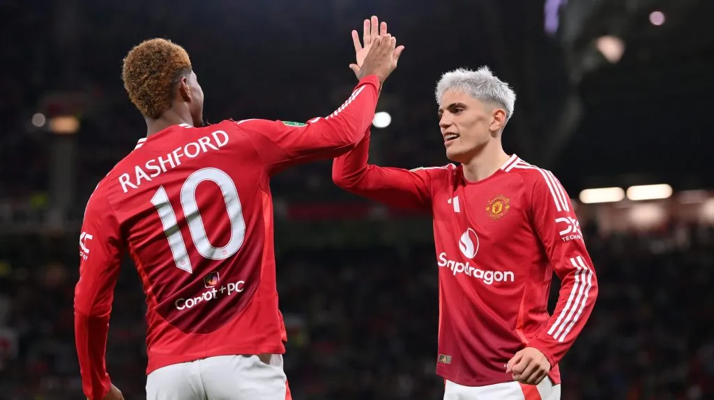 Rashford e Garnacho em campo pelo Manchester United. (Photo by Stu Forster/Getty Images)
