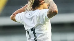 Laryh comemora gol do Santos no Brasileiro feminino A2. Foto: Santos FC