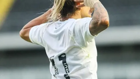 Laryh comemora gol do Santos no Brasileiro feminino A2. Foto: Santos FC