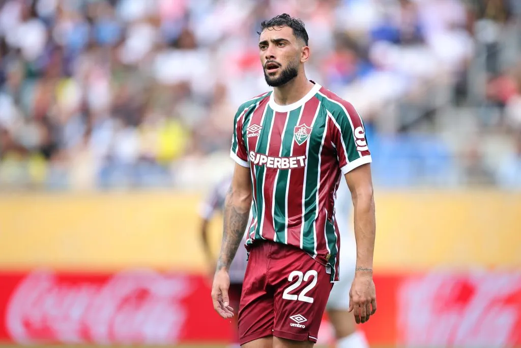 ORLANDO, FLORIDA – JULY 04: Juan Freytes #22 of Fluminense FC reacts during the FIFA Club World Cup 2025 quarter final match between Fluminense FC and Al Hilal at Camping World Stadium on July 04, 2025 in Orlando, Florida. (Photo by Alex Grimm/Getty Images)