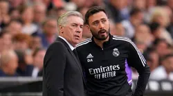 Carlo Ancelotti e seu filho Davide Ancelotti. Foto: Aitor Alcalde/Getty Images