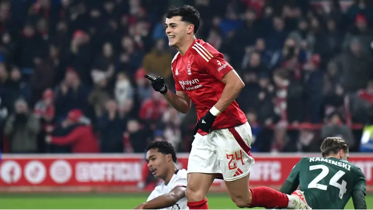 NOTTINGHAM, ENGLAND - JANUARY 11: Ramon Sosa of Nottingham Forest celebrates scoring his team's second goal during the Emirates FA Cup Third Round match between Nottingham Forest and Luton Town at City Ground on January 11, 2025 in Nottingham, England. (Photo by Shaun Botterill/Getty Images)