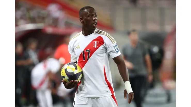 LIMA, PERU - MARCH 20: Luis Advíncula of Peru reacts during the South American FIFA World Cup 2026 Qualifier match between Peru and Bolivia at Estadio Nacional de Lima on March 20, 2025 in Lima, Peru. (Photo by Raul Sifuentes/Getty Images)