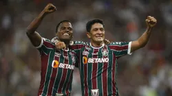 Jhon Arias e Germán Cano comemorando gol pelo Fluminense. (Photo by Wagner Meier/Getty Images)