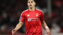 NOTTINGHAM, ENGLAND - APRIL 01: Ramon Sosa of Nottingham Forest during the Premier League match between Nottingham Forest FC and Manchester United FC at City Ground on April 01, 2025 in Nottingham, England. (Photo by Michael Steele/Getty Images)