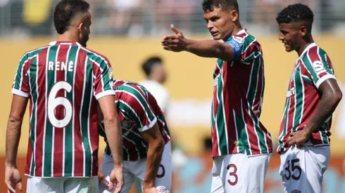 EAST RUTHERFORD, NEW JERSEY - JULY 08: Thiago Silva #3 of Fluminense FC reacts during the FIFA Club World Cup 2025 semi-final match between Fluminense FC and Chelsea FC at MetLife Stadium on July 08, 2025 in East Rutherford, New Jersey. (Photo by Alex Grimm/Getty Images)