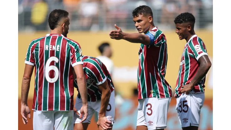 EAST RUTHERFORD, NEW JERSEY - JULY 08: Thiago Silva #3 of Fluminense FC reacts during the FIFA Club World Cup 2025 semi-final match between Fluminense FC and Chelsea FC at MetLife Stadium on July 08, 2025 in East Rutherford, New Jersey. (Photo by Alex Grimm/Getty Images)