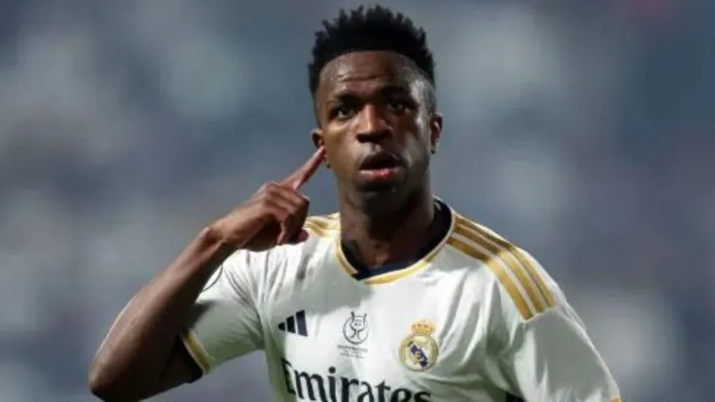 Vini Jr comemorando pelo Real Madrid – Foto: Reprodução/Getty Images