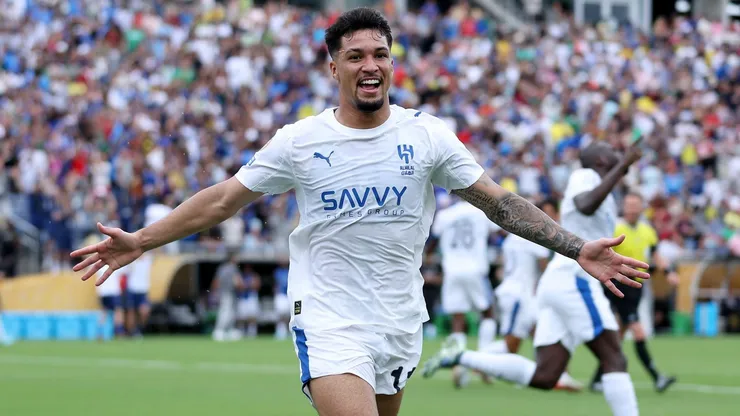 ORLANDO, FLORIDA - JULY 04: Marcos Leonardo #11 of Al Hilal celebrates scoring his team's first goal during the FIFA Club World Cup 2025 quarter final match between Fluminense FC and Al Hilal at Camping World Stadium on July 04, 2025 in Orlando, Florida. (Photo by Megan Briggs/Getty Images)