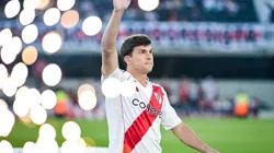 BUENOS AIRES, ARGENTINA - JANUARY 21: (EDITOR'S NOTE: Image taken with double exposure) Gonzalo Tapia of River Plate greets the fans prior to a international friendly match between River Plate and Mexico at Estadio Más Monumental Antonio Vespucio Liberti on January 21, 2025 in Buenos Aires, Argentina. (Photo by Marcelo Endelli/Getty Images)