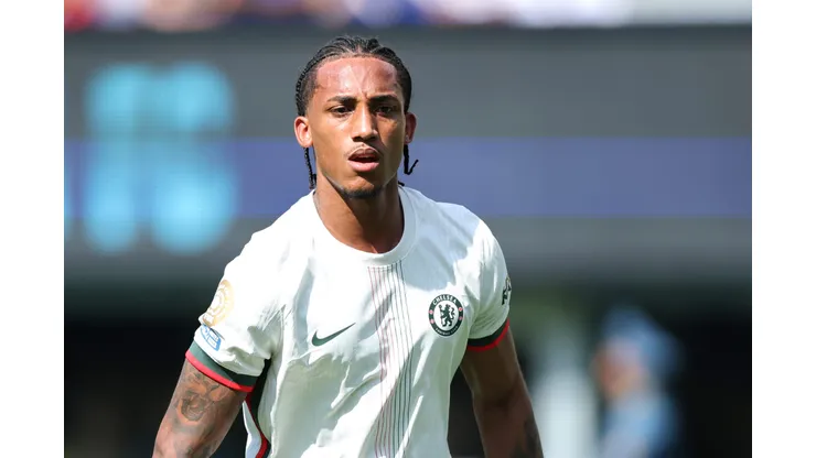EAST RUTHERFORD, NEW JERSEY - JULY 08: Joao Pedro of Chelsea FC reacts during the FIFA Club World Cup 2025 semi-final match between Fluminense FC and Chelsea FC at MetLife Stadium on July 08, 2025 in East Rutherford, New Jersey. (Photo by Alex Grimm/Getty Images)