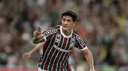 German Cano jogador do Fluminense comemora seu gol durante partida contra o Vitoria no estadio Maracana pelo campeonato Brasileiro A 2025. Foto: Thiago Ribeiro/AGIF