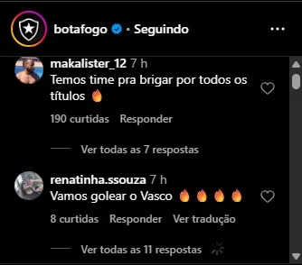 Print redes sociais/Botafogo