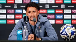 Marquinhos durante coletiva antes de Chelsea x PSG - Foto: Alex Grimm/Getty Images