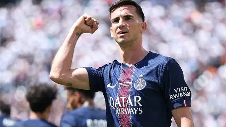 Fabián Ruiz comemorando gol durante partida contra o Real Madrid, pelo Mundial de Clubes. Foto: Buda Mendes