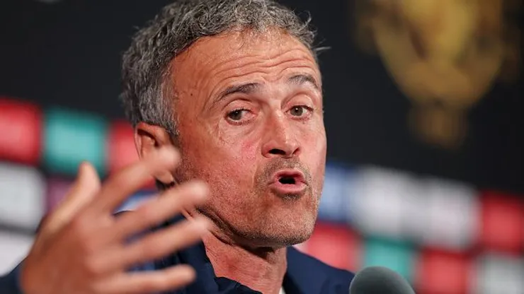 Luis Enrique durante entrevista coletiva antes da final do Mundial de Clubes. Foto: Alex Grimm/Getty Images