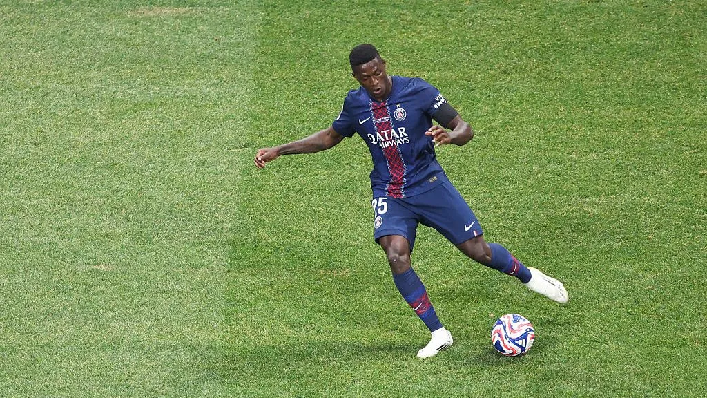 Nuno Mendes, lateral-esquerdo do PSG-FRA. Foto: Megan Briggs/Getty Images.