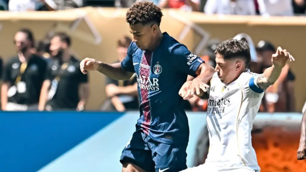 Doué em ação pelo PSG contra o Real Madrid – Foto: Reprodução/PSG