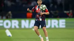 PARIS, FRANCE - APRIL 09: Lucas Beraldo of Paris Saint-Germain warms up prior to the UEFA Champions League 2024/25 Quarter Final First Leg match between Paris Saint-Germain and Aston Villa FC at Parc des Princes on April 09, 2025 in Paris, France. (Photo by Carl Recine/Getty Images)