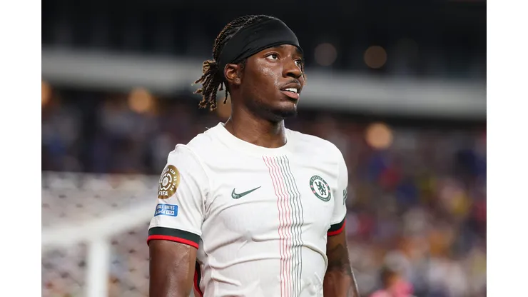 PHILADELPHIA, PENNSYLVANIA - JUNE 24: Noni Madueke #11 of Chelsea FC looks on during the FIFA Club World Cup 2025 group D match between Esperance de Tunis and Chelsea FC at Lincoln Financial Field on June 24, 2025 in Philadelphia, Pennsylvania. (Photo by Francois Nel/Getty Images)