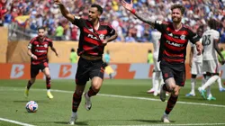 PHILADELPHIA, PENNSYLVANIA - JUNE 20: Danilo #13 of CR Flamengo celebrates with Leo Pereira #4 of CR Flamengo after scoring his team's second goal during the FIFA Club World Cup 2025 group D match between CR Flamengo and Chelsea FC at Lincoln Financial Field on June 20, 2025 in Philadelphia, Pennsylvania. (Photo by David Ramos/Getty Images)