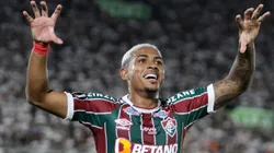 ASUNCION, PARAGUAY - AUGUST 31: John Kennedy of Fluminense celebrates after scoring the team's first goal during the Copa CONMEBOL Libertadores 2023 quarterfinal second leg match between Olimpia and Fluminense at Estadio Defensores del Chaco on August 31, 2023 in Asuncion, Paraguay. (Photo by Christian Alvarenga/Getty Images)