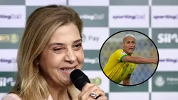 Leila ao lado do atacante brasileiro em montagem. Fotos: Thiago Ribeiro/AGIF e Marcello Zambrana/AGIF.