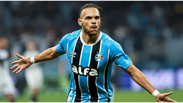 Martin Braithwaite comemora gol marcado pelo Grêmio. Foto: Sipa US