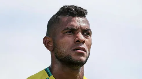Miguel Borja durante treino na Academia de Futebol.