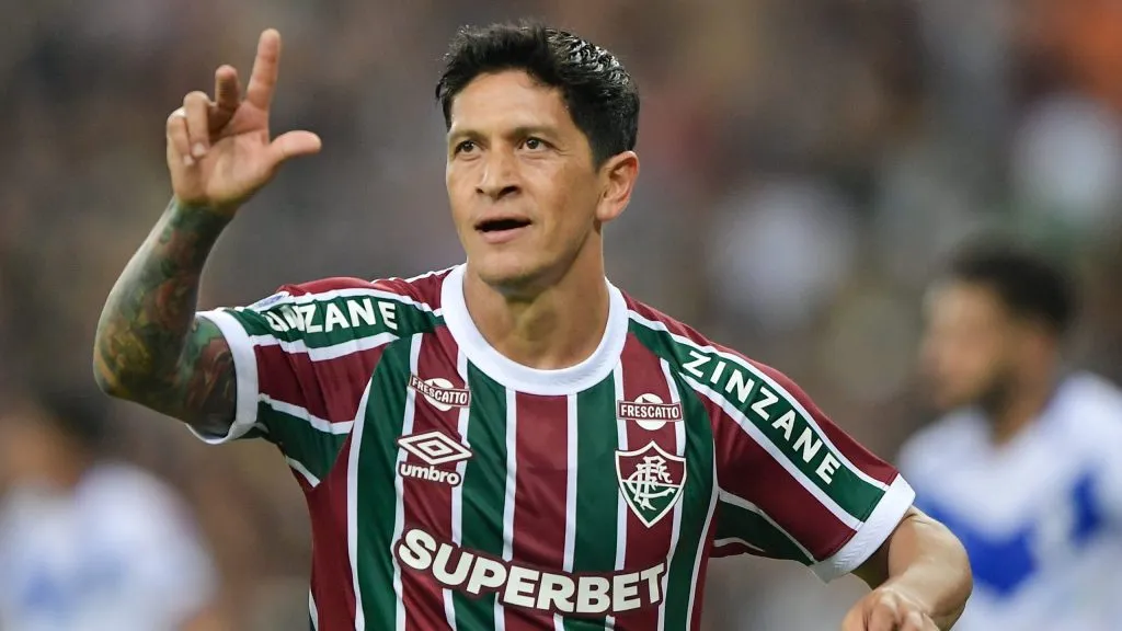 Cano jogador do Fluminense comemora seu gol – Foto: Thiago Ribeiro/AGIF