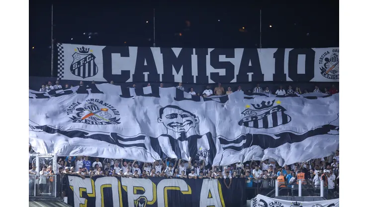 Torcida do Santos exige seriedade contra o Mirassol pelo Brasileirão. Foto: Reinaldo Campos/AGIF